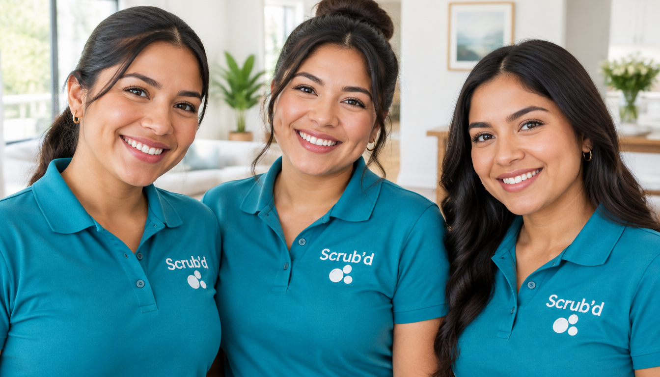 The Scrub'd cleaning team, ready for a cleaning